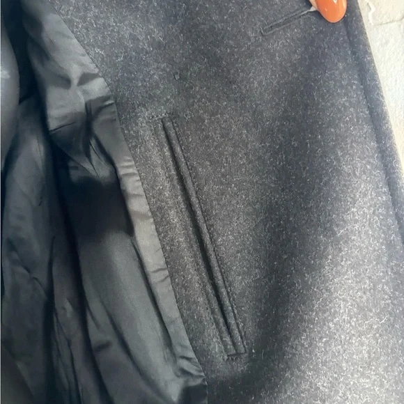 J. Crew Classic Double Breast Pea Coat Black Wool Blend Pockets Collared Size S